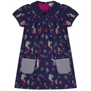 Lilly + Sid Woven Collar Dress- Mermaid Print